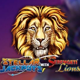 Stellar Jackpots with Serengeti Lions online game logo by Lightning Box Game on spinorhinocasino-ie.com